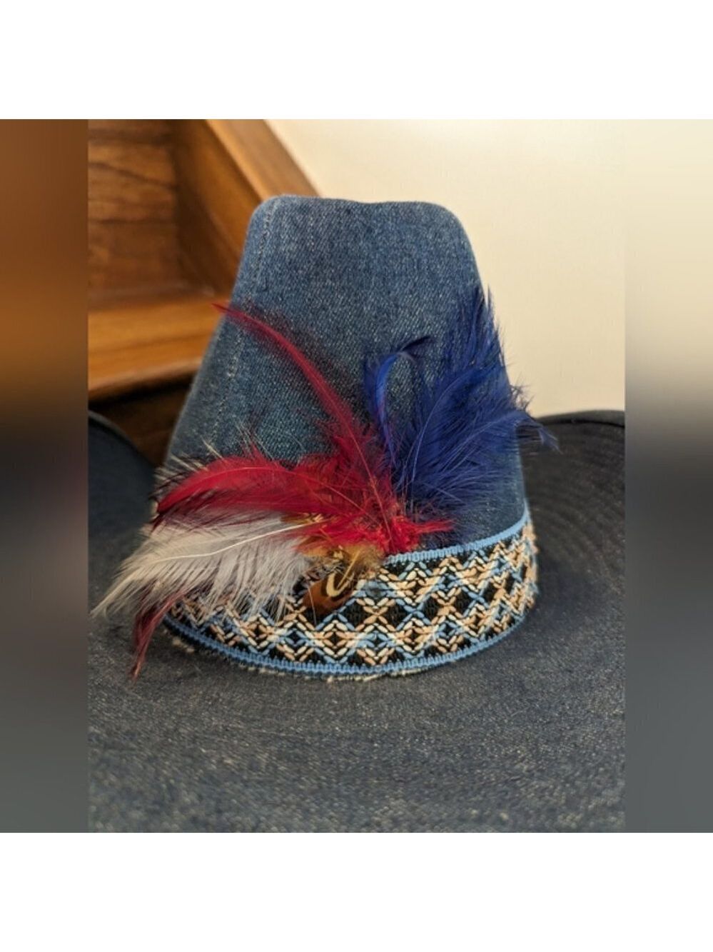 Vintage western 60's blue denim cowboy hat. Size 7-7 1/8 - Picture 3 of 16